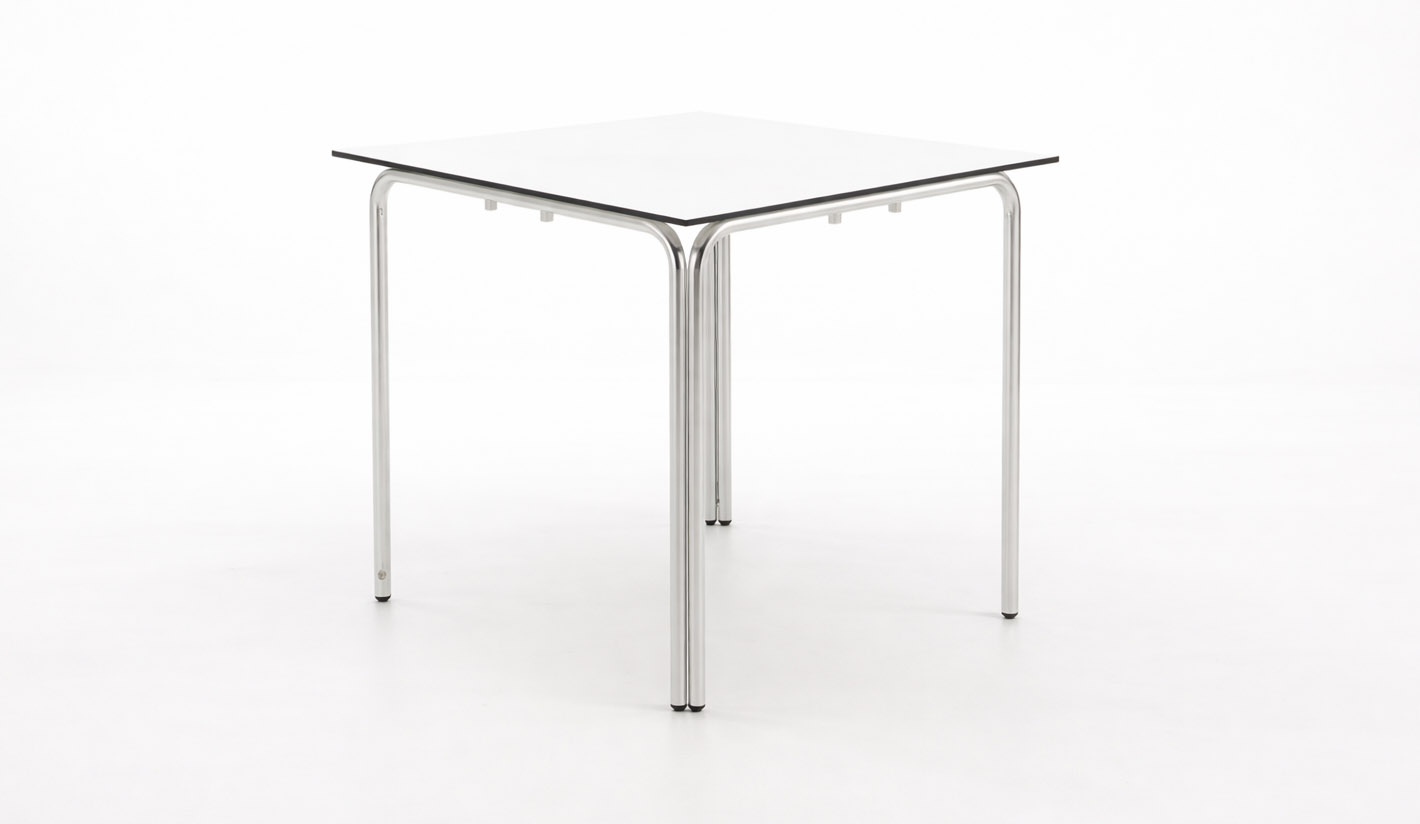 Mesa hosteleria aluminio 70x70 sobre de compacto Blanco