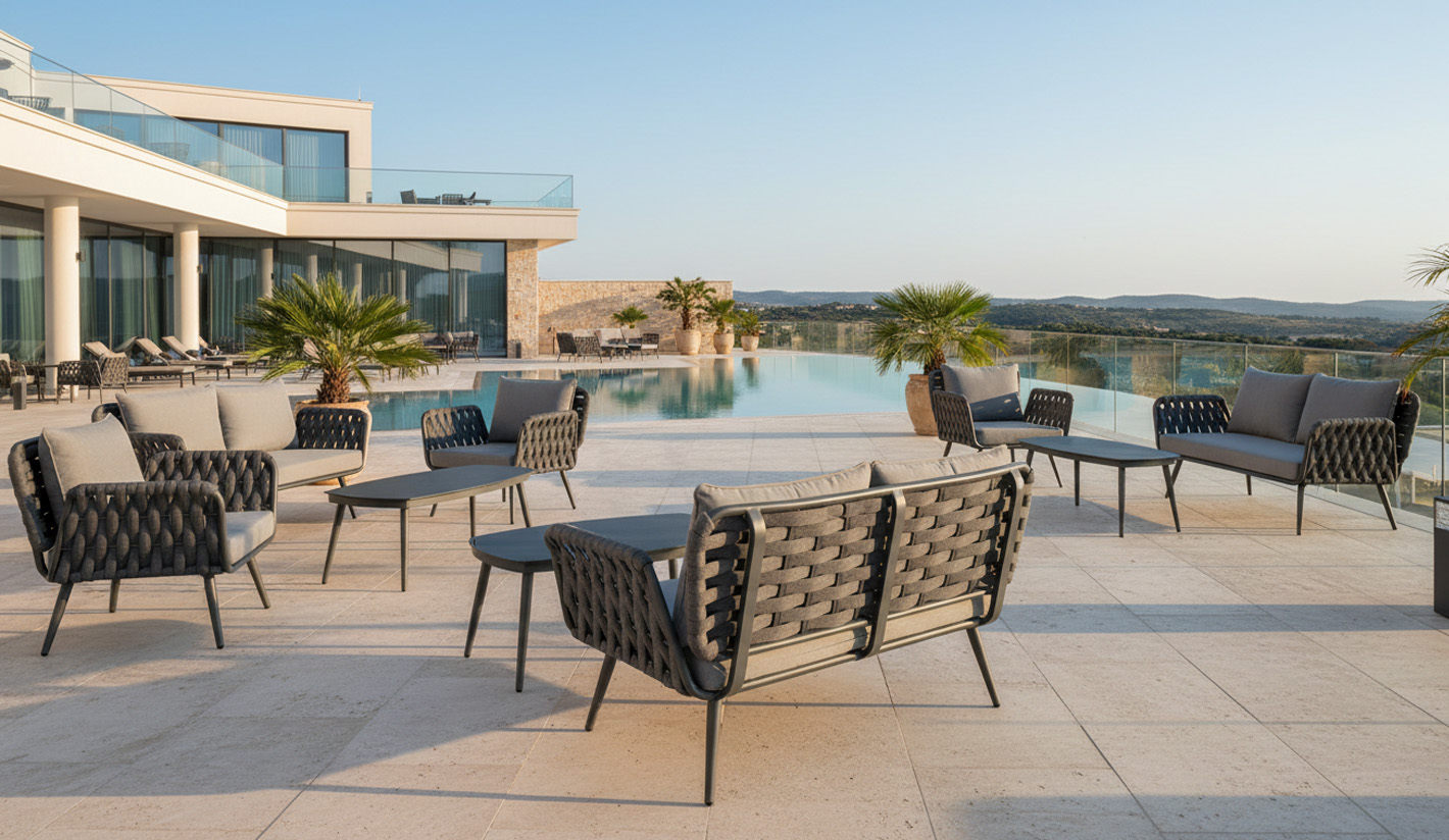 Set aluminio con cuerda de olefin GRIS