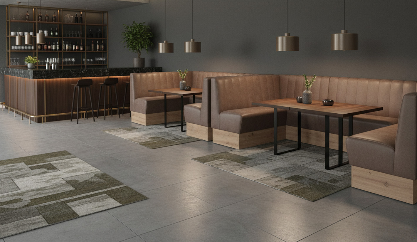 Bancada tapizada a rayas