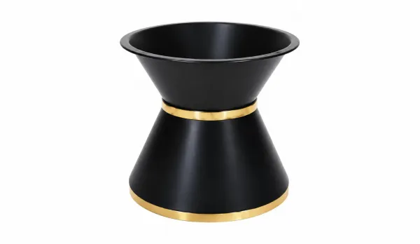 Base redonda de cubo en oro-negro en acero inox.