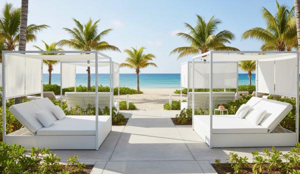 Cama de exterior con piel náutica balinesa