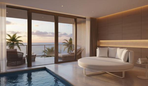 Cama de aluminio con cojines náuticos blancos