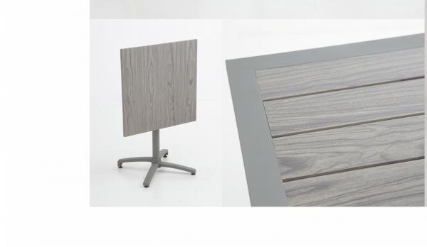 Mesa plegable aluminio imitación madera