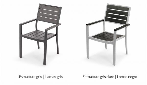 silla exterior con lamas imitación madera