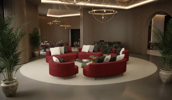 Sofá curvado para hostelería interior
