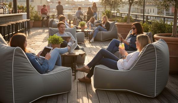 Puffs con respaldo para hosteleria