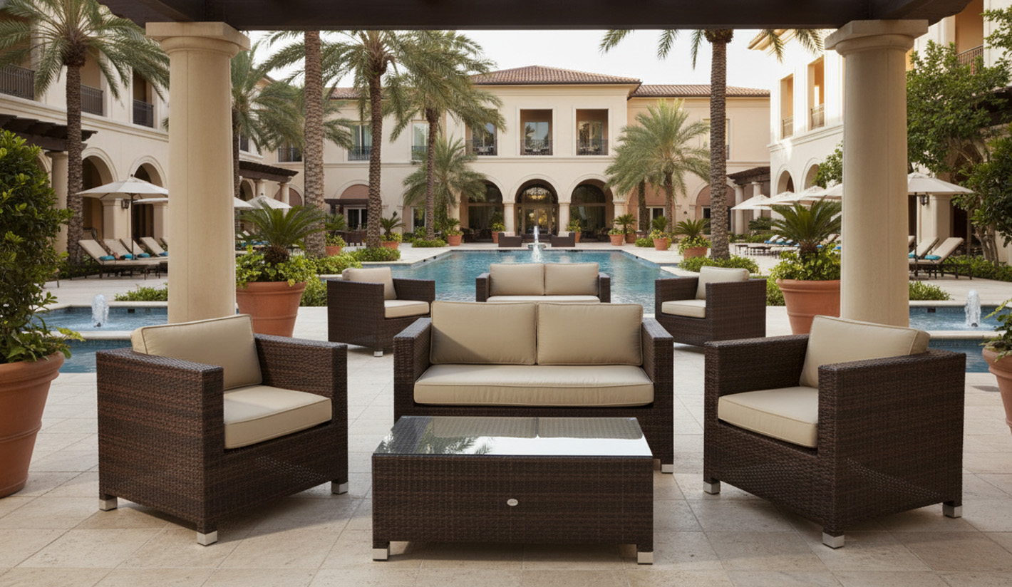 sofas de rattan sintetico exterior chocolate