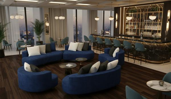 Sofá curvado para hostelería interior