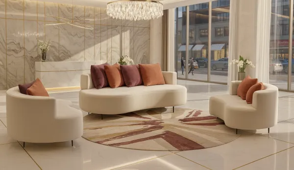 Sofá curvado para hostelería interior